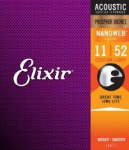 Elixir 16027 Nanoweb Phosphor Bronze Custom Light 11-52 (PB NW CL)